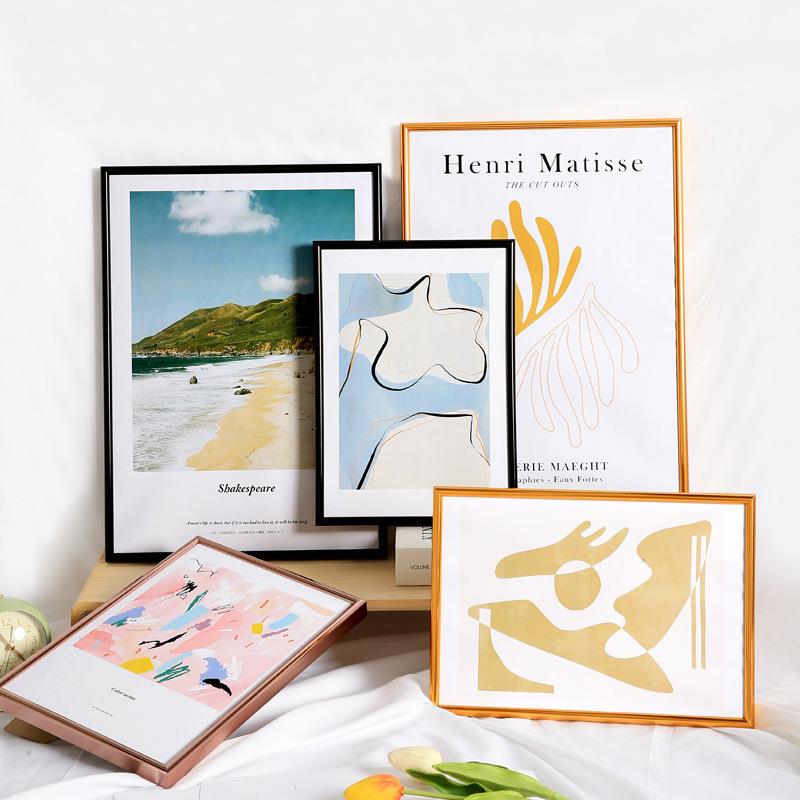 金属相框挂墙画框摆台装裱24寸20 16拼图框海报a3 A4简约窄边框架