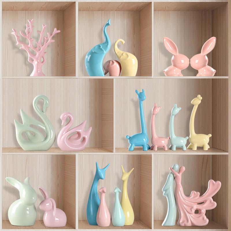 马卡龙陶瓷摆件家居客厅玄关卧室电视柜装饰品婚庆礼品工艺品