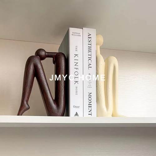 现代简约创意卡通火柴人书档书靠摆件售楼处客厅书房家居软装饰品