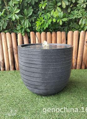 现代个性简约黑色横条纹石感喷泉园林庭院流水工艺品摆件插电款-1