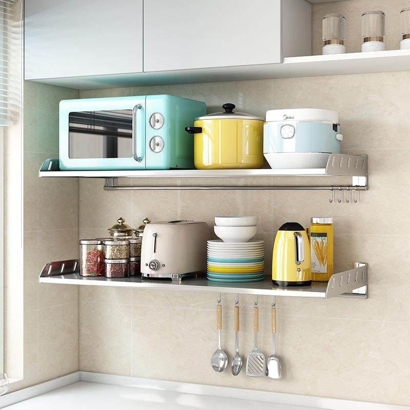 免打孔304不锈钢厨房置物架壁挂式墙上烤箱微波炉电饭煲收纳架,厨房/烹饪用具,微波炉置物架,淘宝优惠券,粉丝福利购,淘宝优惠卷