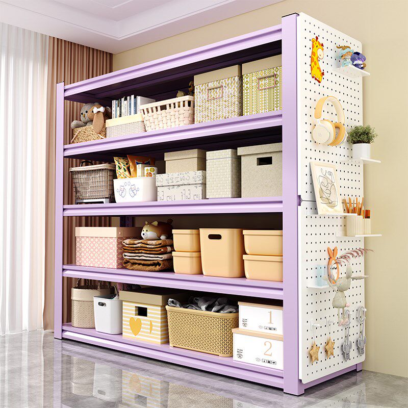 家用紫色置物架钢制货架多t层收纳层架阳台客厅彩色置物架超市展