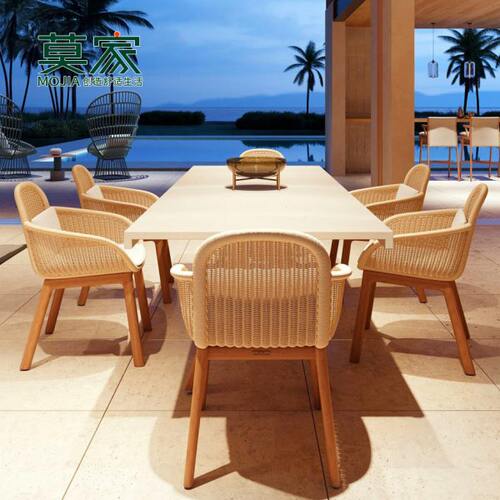 莫家户外沙发藤编实木柚木餐桌茶几室外别墅花园庭院组合家具