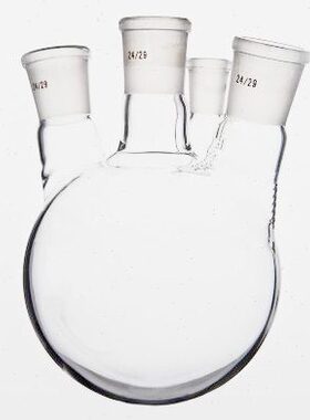 四口烧瓶250/500/1000/2000/5000ml直口 斜口 反应瓶蒸馏圆底烧瓶