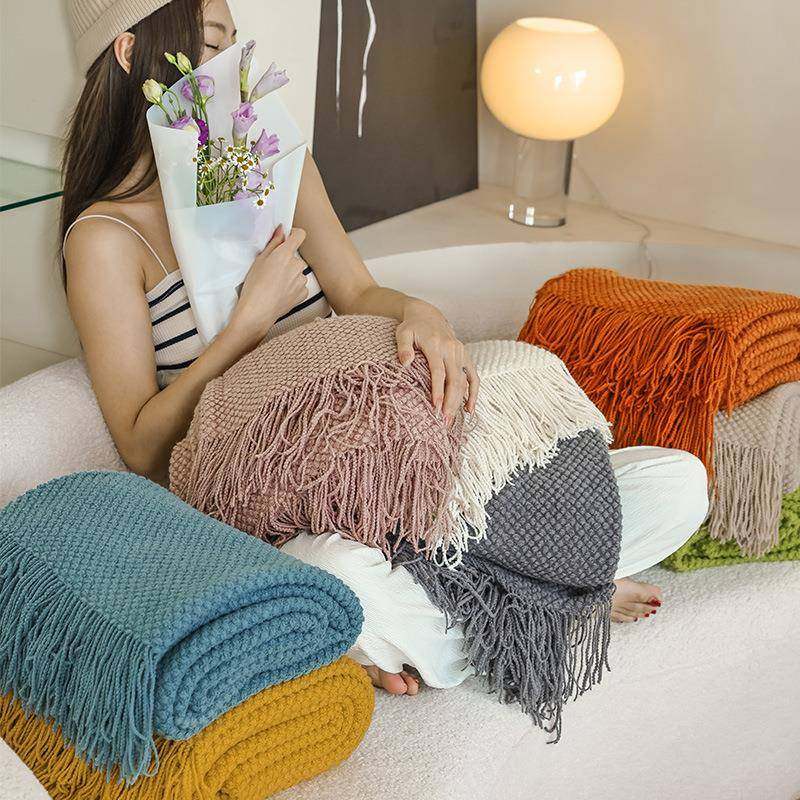 样板房间针织流苏搭毯搭巾盖毯沙发巾床尾毯床尾旗酒店披毯毛毯子,纺织面料/辅料/配套,纺织机械配件,淘宝优惠券,粉丝福利购,淘宝优惠卷
