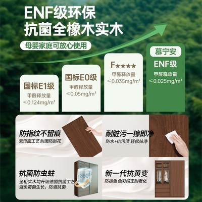 全实木定制橡木衣柜推拉门家用卧室小H户型中古风玻璃门趟门衣橱