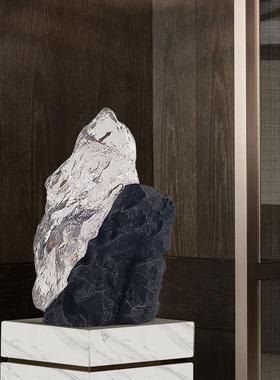 透玻间039明石头摆件客厅别墅玄关酒雕店璃钢塑工艺品样板家居装