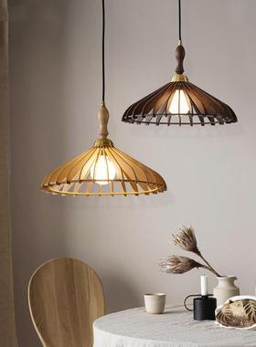 色北欧简烛原木蜡飞碟灯日式卧室书房咖啡厅胡桃木花瓣95197约吊