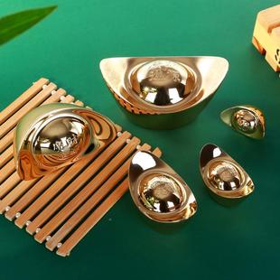 实元心铜元宝摆宝件金元摆件黄铜NZR镀金元宝聚配宝盆搭小宝装