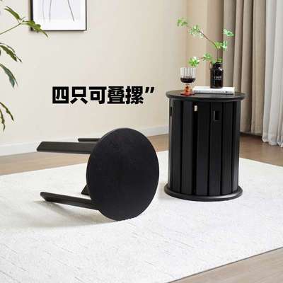 叠叠乐凳子可叠放折叠凳实木家用圆木凳子堆叠凳餐桌凳客人备用凳