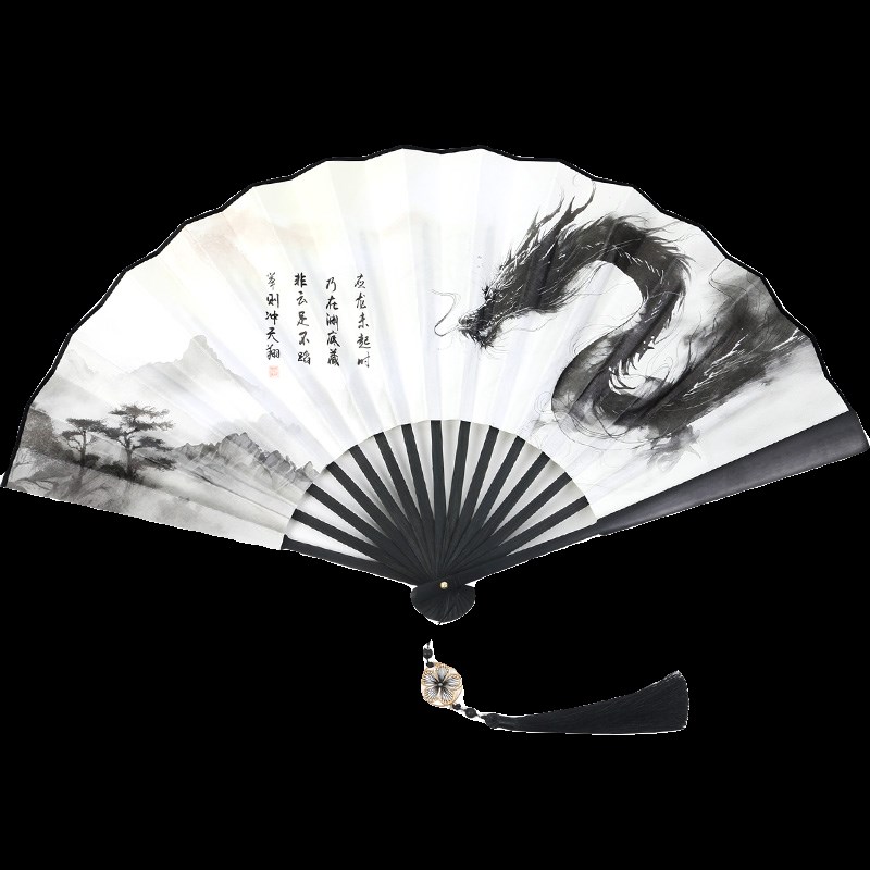 234古风龙折扇子l新中式国风马面裙扇子中国风男生霸气扇定制复古