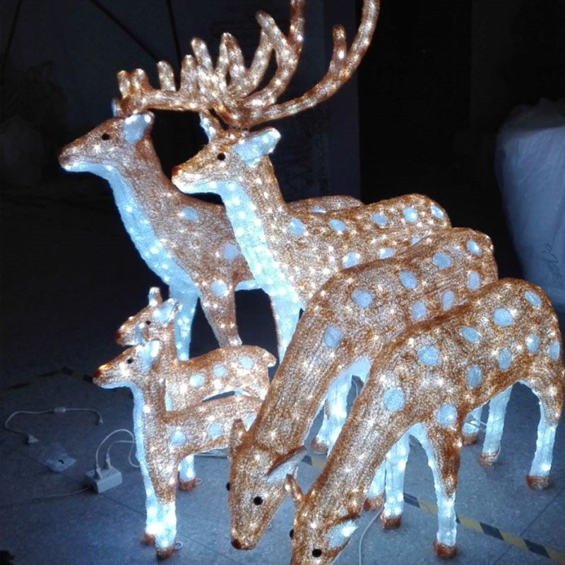 鹿一家造型灯发光小鹿动物造型户外商场公园草Q坪装饰灯光节亮化