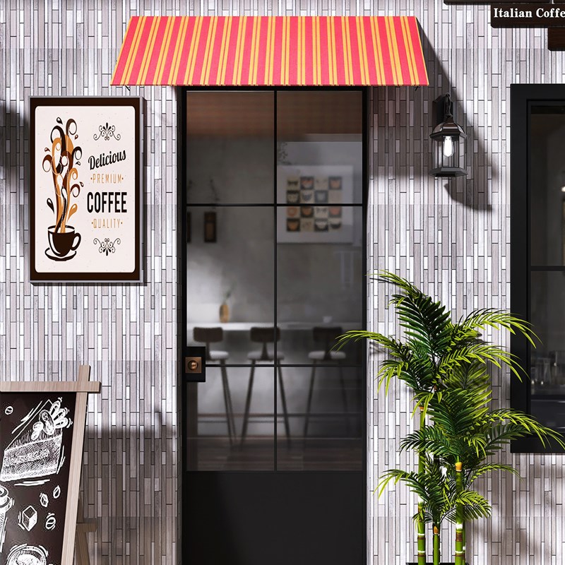 嘉芬龙灰色木纹石材马赛克酒店淋浴背景墙商R店门墙背景墙瓷砖