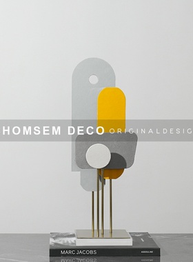 简约现代轻奢创意软装饰品几何拼色D艺术家居摆件样板房售楼处摆