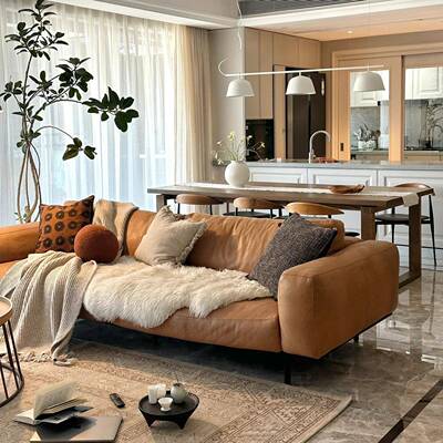 尊品森横厅实木沙简发后书长条桌桌双人GEC约写字作学习桌小户型