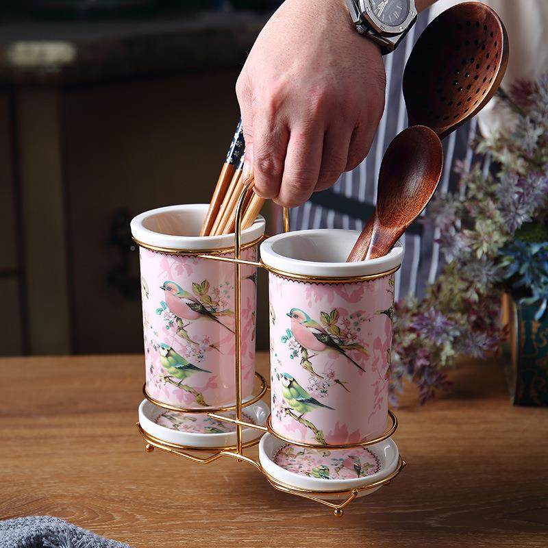 勺创子LJQ意轻奢水陶瓷筷筒置物架沥筷子笼家用餐具笼厨房刀叉收,餐饮具,餐具笼/架,淘宝优惠券,粉丝福利购,淘宝优惠卷