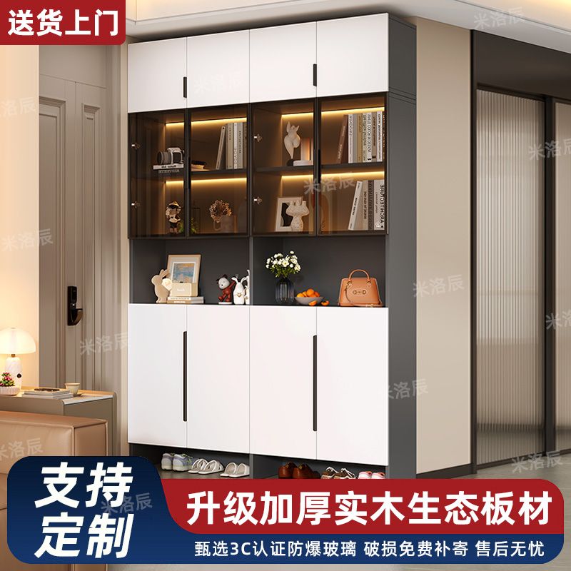 实木鞋柜玄关柜一体家用门口客厅隔断屏风超大容量收纳入户置物柜