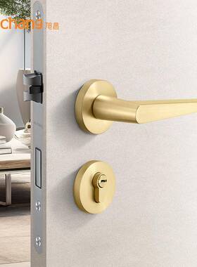 铜拉丝门锁轻奢室锁卧室静音磁吸门黑镍内锁拉丝分体XC-139现代房