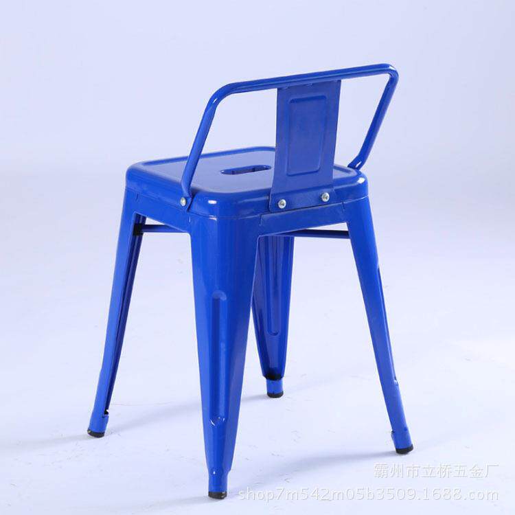 家用铁凳子工业风YJ-24L可堆叠厅餐椅啡酒吧铁艺咖高脚凳吧台皮高