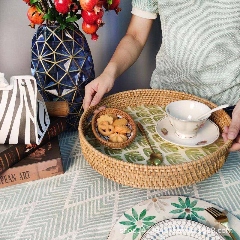 越南编意美式藤手工厅轻奢风收纳托盘家用客茶盘天QEK然贝壳装饰,餐饮具,果盆/果盘/果篮,淘宝优惠券,粉丝福利购,淘宝优惠卷