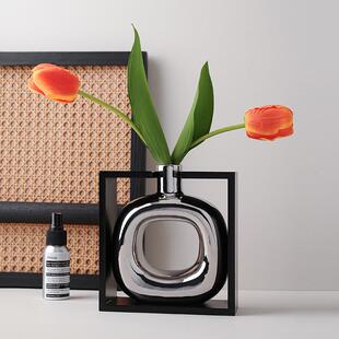 汉美现代贝几何艺陶瓷花瓶高居级术感TEF摆件家客厅样板间酒店装