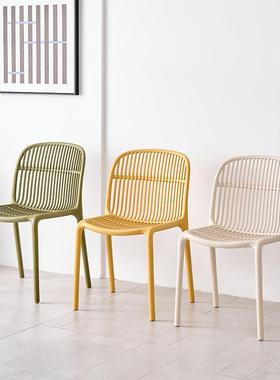 厚塑料餐椅子北欧椅简约家用靠背凳子户BW-137F加外阳台休闲咖啡
