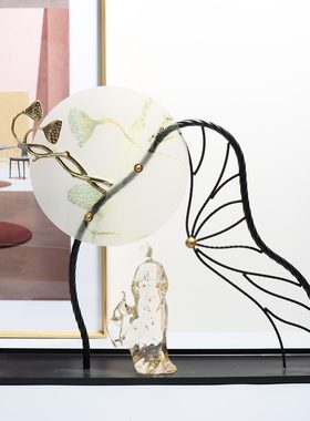 创意咏荷新中式压克力小r屏风摆件样板房间书房茶室家居软装饰品