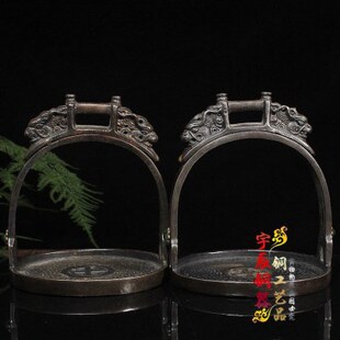 复古老玄铁龙头马镫一对马具马术用品蒙古马登马匹装备马蹬工艺品