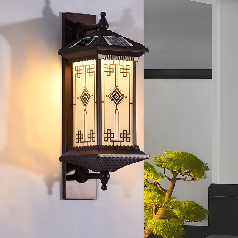 太阳能壁灯超亮户外防水大门口别墅外墙阳L台室外新中式复古庭院