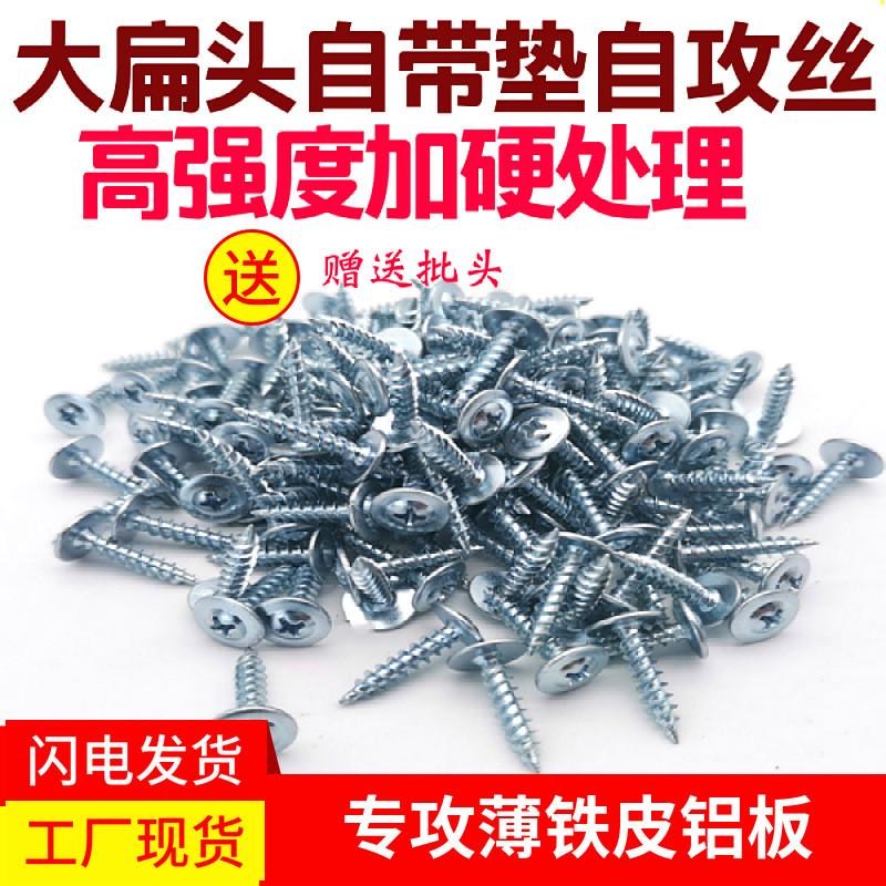 高强度大扁e头自攻螺丝十字华司尖尾尖头螺钉带介带垫自攻钉4.2