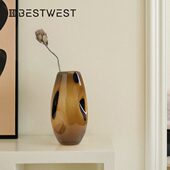 中古高级感波点玻璃插花花瓶家居软装 Best west 饰品水培花器