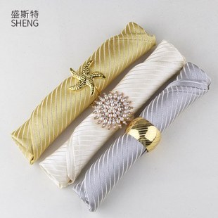 酒店折花口布 轻奢条纹高级餐巾布 西餐厅会所席巾垫布擦杯布餐布