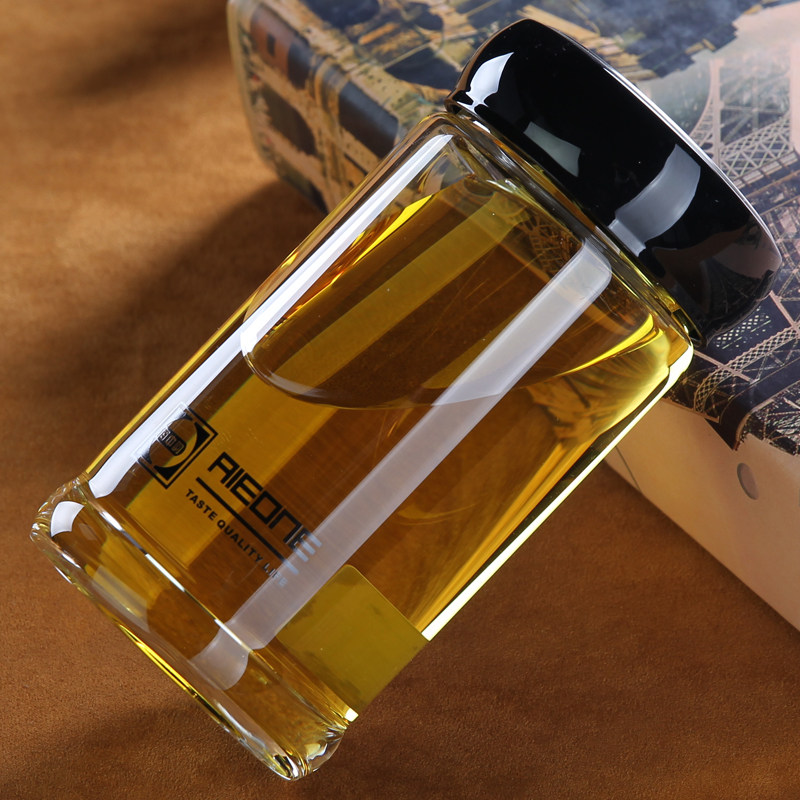 单层玻璃杯大肚泡茶杯加厚便x携带盖办公防漏过滤男女水杯子大容