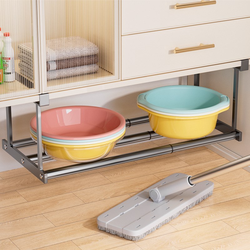 伸缩脸盆架壁挂免打孔浴室置物架厕所洗澡脚M盆收纳沥水架放盆神