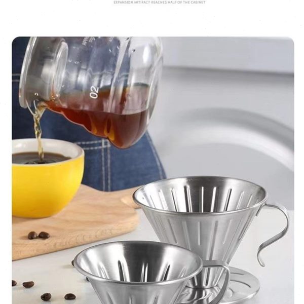 V60不锈钢f过滤杯手冲滴漏式漏斗户外手冲咖啡壶防摔螺旋304过滤图片