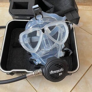 潜水全面罩 透明白色专业头盔钢化玻璃防雾跬胶污水作业 潜水面镜