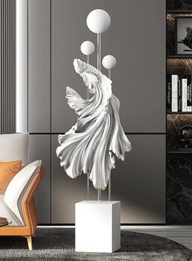 客厅大型b落地斗鱼摆件电视柜沙发旁边大号家居装饰品乔迁新居礼