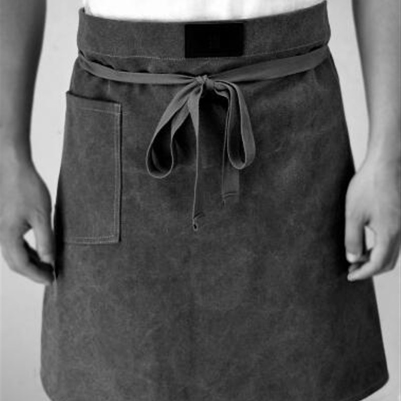 亚麻棉牛仔帆布j短款围裙防水围兜围裙围腰刺绣定制LOGO