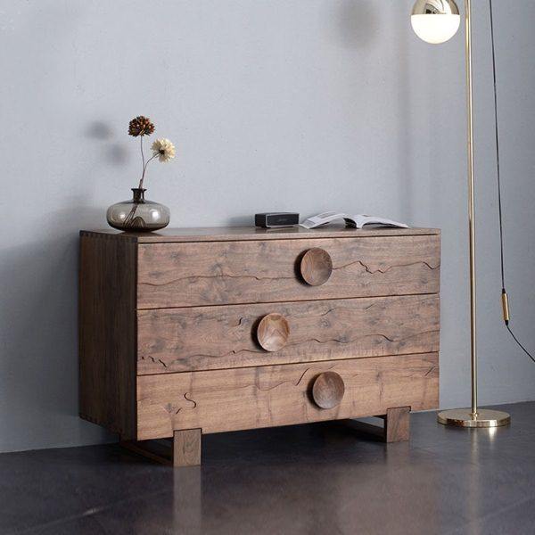 北欧全实木斗柜现代侘寂风黑胡桃木储物柜卧室三斗柜斗橱,住宅家具,斗柜,淘宝优惠券,粉丝福利购,淘宝优惠卷