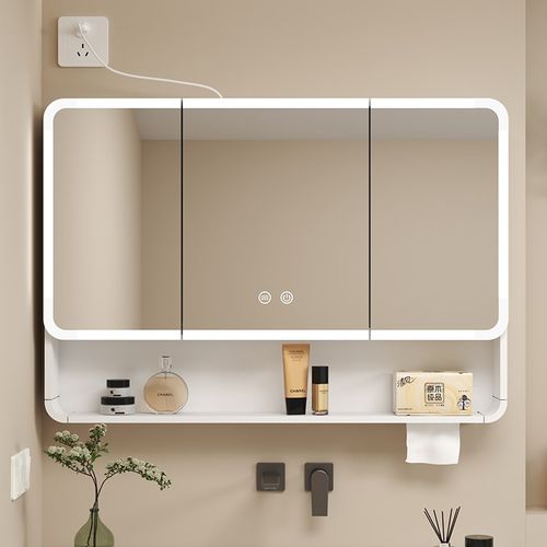 壁挂式圆弧形浴室单镜柜智能灯光储物柜卫生间Q挂墙式梳妆镜化妆