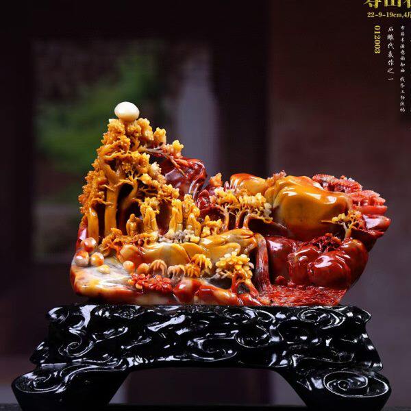 福建寿山石欢聚一堂摆件浮雕办公室家居装饰摆设俏色手工工艺品
