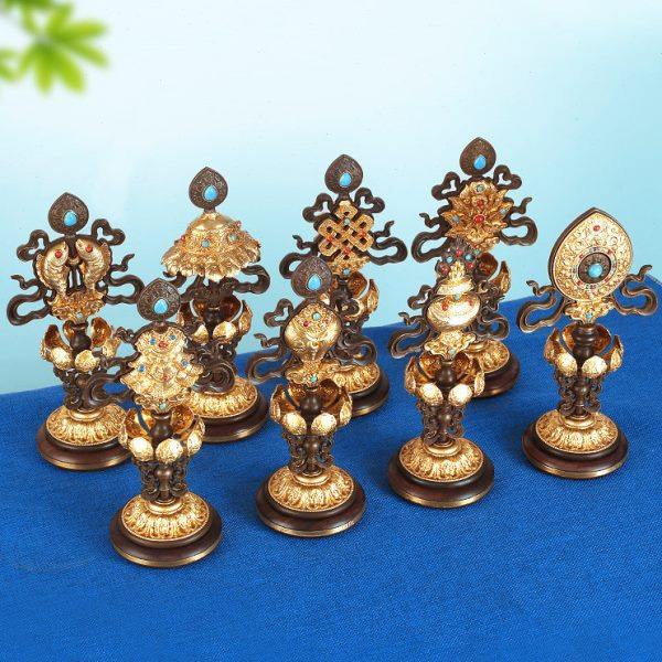 慧宝纯铜八吉祥摆件组合西藏式八宝古铜色家居办公玄关门店装饰品,家居饰品,装饰摆件,淘宝优惠券,粉丝福利购,淘宝优惠卷