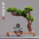 新中式 饰禅意小和尚摆件客厅玄关茶几迎客松 木头工艺品创意木制装