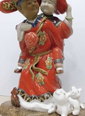 石湾公仔陶瓷工艺品创意摆设 家居装饰品摆件 结婚礼品 百年好合