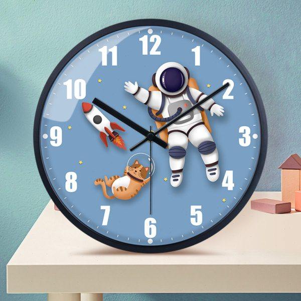 儿童房挂钟卡通太空宇航员钟表客厅创意卧室静音时钟挂墙家用挂表,家居饰品,挂钟,淘宝优惠券,粉丝福利购,淘宝优惠卷