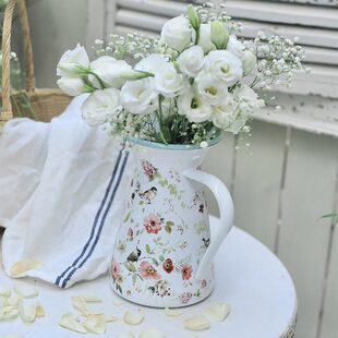 饰摆件 森得源花园庭院插花壶醒花桶复古田园风奶壶花瓶水培鲜花装