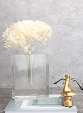 现代简约透明水晶空心花s瓶样板房家居卧室书房客厅餐厅桌面摆件