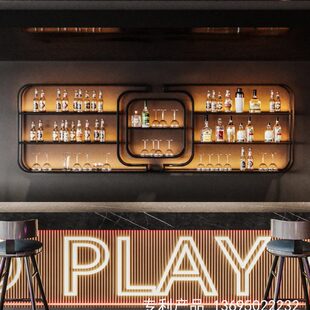 2024新款酒吧台壁挂式酒架靠墙铁艺展示架葡萄酒柜红酒架子置物架