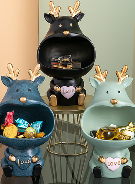 鹿摆件入户进门口放钥匙收纳客厅现代轻奢招财鞋柜玄关Y家居装饰