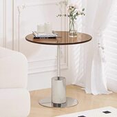 迷你沙发边几茶几客厅家用创意岩板角几床头不锈钢玻璃小圆桌子